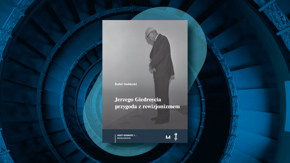 szara okładka książki na granatowym tle